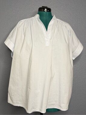 Universal Thread White Cotton Peasant Blouse Oversized Button Front Top Large XL
